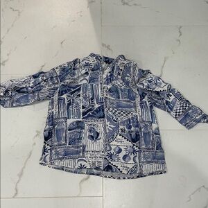 Stylish Blue Patterned Women's Blouse